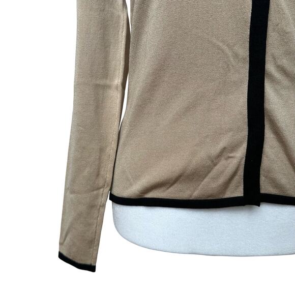 Ann Taylor Silk Beige Crewneck Cardigan - Size XS - Picture 4 of 7